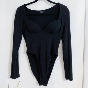 Shein Sweetheart Neck Black Bodysuit - Size M